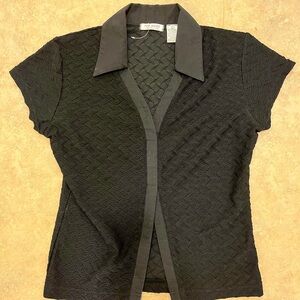 Y2K Black Textured Split Polo Shirt